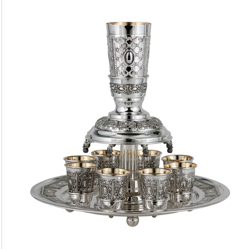 מחלק יין 8 כוסות כסף טהור דגם רשת