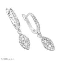 עגילים מכסף תלויים משובצים אבני זרקון A8819 | תכשיטי כסף 925