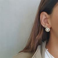 עגילי זהב פנינה וזרקונים (האלו)