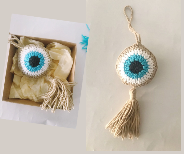 מתלה עין סרוגה,מתלה עין  נגד עין הרע, עין סרוגה ,עין כחולה סרוגה ,בשילוב כחול, לבן ובג', מחזיקי עין ,מחזיק מפתחות עין סרוגה, 