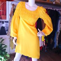 שמלת מיני כיווצים צהובה מידה S