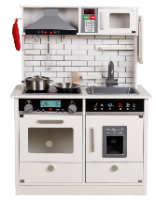 spty493 - מטבח עץ צעצוע מדהים בצבע לבן לילדים כולל אביזרי מטבח , תאורה בארונות וצלילים בתנור, צעצועץ