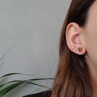 עגילי זהב יהלומים ואבן חן טורמלין