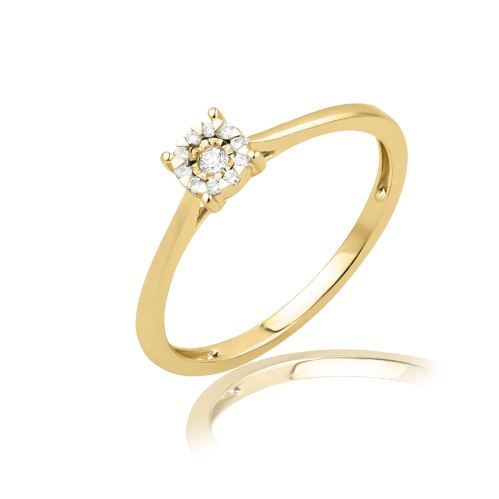 טבעת זהב 14 קראט 0.06 קראט יהלומים 86963 - מחיר מבצע! 