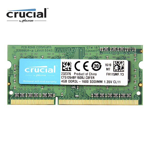 זכרון למחשב נייד Crucial 4GB DDR3L 1600Mhz