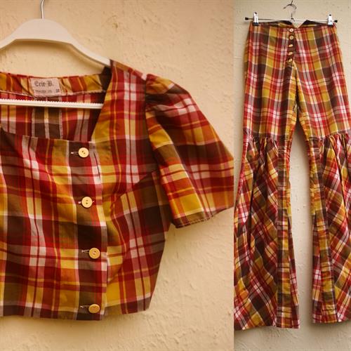 חליפת מכנס וחולצה משובצים  מידה S