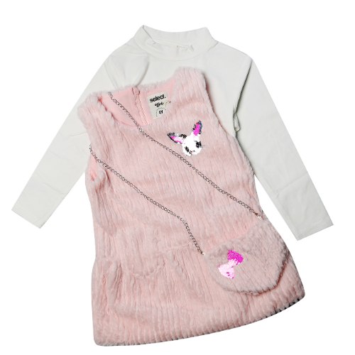 שמלת בנות שילוב פרווה עם תיק