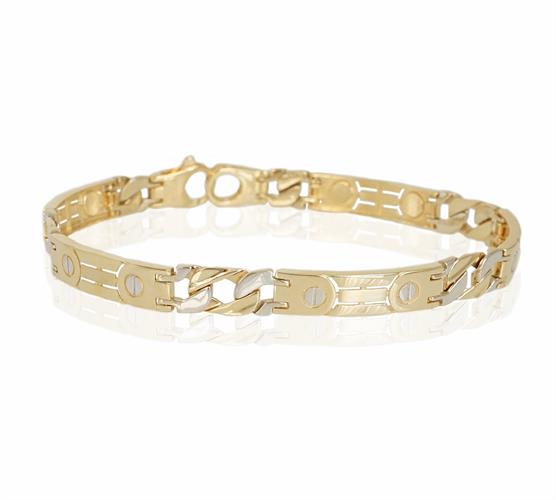 צמיד איטלקי חוליות מעוצב לגבר בזהב 14 קרט