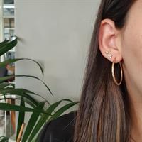 עגילי חישוק בינוניים עם חריטת לייזר 3.5 סמ מזהב אמיתי 14 קראט