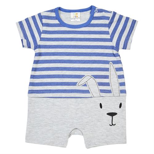 אוברול חצי פסים + ארנב כחול