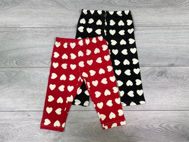 זוג מכנסי לייקרה לבבות שחור ואדום