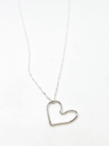 שרשרת לב ניאון כסף