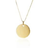 שרשרת תליון עגול מזהב גדול| תליון זהב פלטה לחריטה