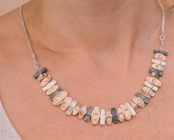 N-12  שרשרת טריפל מכסף, כסף מושחר וגולדפילד 14K