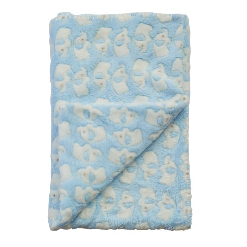 שמיכת פרווה פילים תכלת בייבי