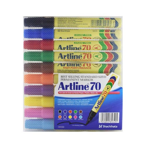 סט 10 טושים  - ראש עגול ARTLINE 70