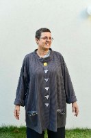 קרדיגן מדגם אלי מבד פיקה בצבע פלדה