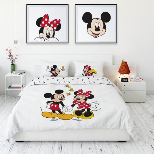 מצעים למיטת וחצי 100% כותנה מיקי ומיני מאוס - דגם 911