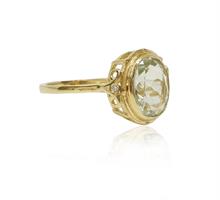 טבעת זהב יהלומים ואבן אמטיסט ירוקה