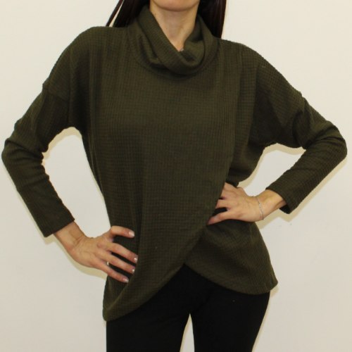 סריג נשים גולף מעטפה זית