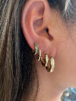 עגילי חישוק פלורי זהב 14 קראט