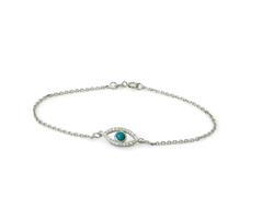 צמיד זהב עין הרעה משובץ יהלומים ואבן חן טורקיז