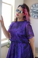 שמלת מידי סגולה שנות ה-80 מידה L/XL