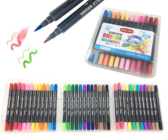 טושי מכחול אקוורל דו"צ - 36 גוונים NORA