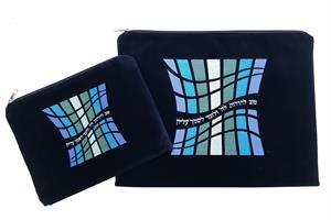 תיק טלית תפילין קטיפה דגם עמודים