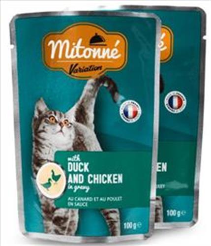 פאוץ' לחתול מיטונה ברווז ועוף ברוטב MITONNE 100 גרם