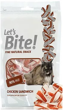 חטיף לחתול לטס בייט נגיסי סנדוויץ עוף 80 גרם