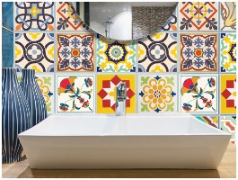 12 מדבקות לאריחים 10*10 ס''מ צ'ירפול דגם 1282