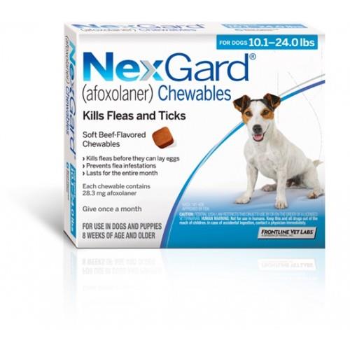 NexGard חבילת 3 כדורים בטעם עוף נגד פרעושים וקרציות לכלבים במשקל 4-10 ק"ג