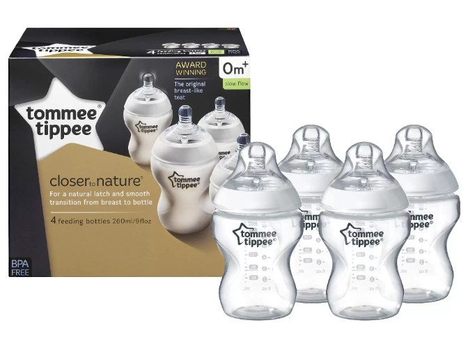 טומי טיפי 4 בקבוקים 260מ"ל ללא ביספנול לתינוקות שקןף TOMMEE TIPPEE