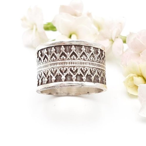 טבעת כסף פיליגרנט - עיצוב אתני R-48