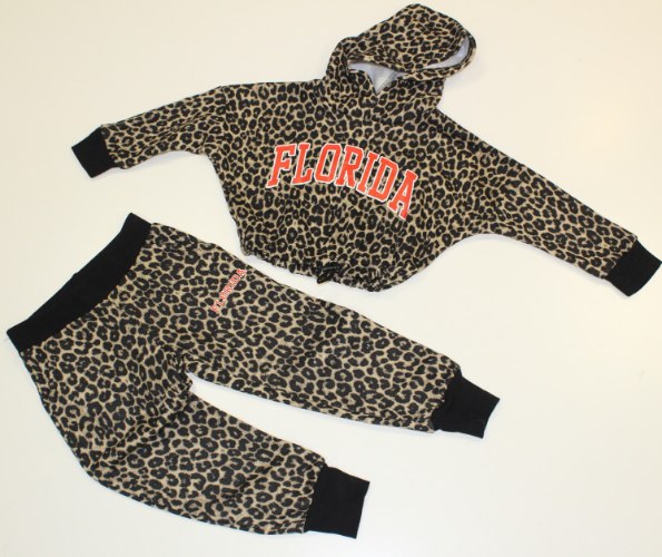 חליפת נערות מנומר הדפס אדום