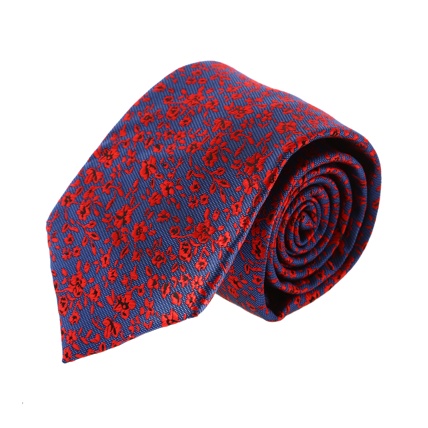עניבה קלאסית פרחים כחול אדום