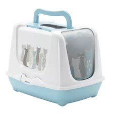 שירותים סגורים מעוצבים הדפס חתול תכלת