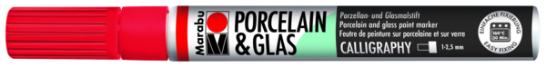 טוש לפורצלן וזכוכית 1- 2.5 ממ - אדום 125 MARABU CALLIGRAPHY