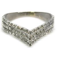 טבעת זהב 14 קרט מעוצבת שלוש שורות משובצת יהלומים 0.60 קראט