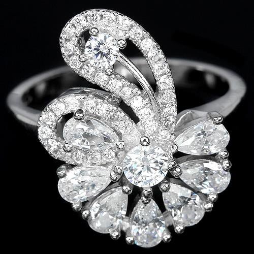 טבעת כסף משובצת זרקונים RG9041 | תכשיטי כסף 925