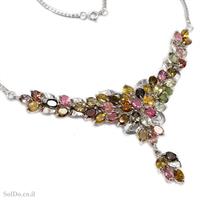 רביד מכסף משובץ אבני טורמלין צבעוניות T6069 | תכשיטי כסף | תכשיטי ערב