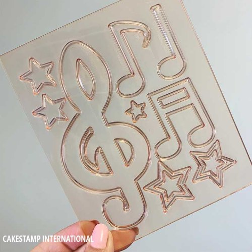 תבנית סט תווי נגינה | תווים מפתח סול כוכבים| קישוט טופר לעוגה| עוגת מוסיקה טיק טוק| חדש מאתי דבש