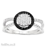 טבעת מכסף משובצת אבני זרקון שחורות ולבנות RG6028 | תכשיטי כסף | טבעות כסף