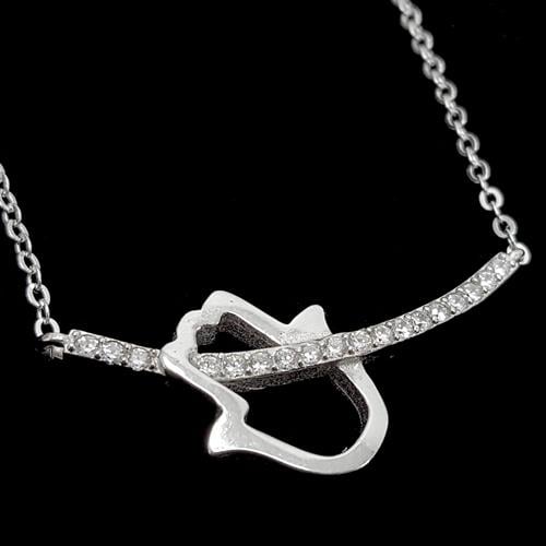 שרשרת כסף חמסה משובצת זרקונים T3353