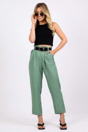 מכנס גבוה אלין ירוק/שחור