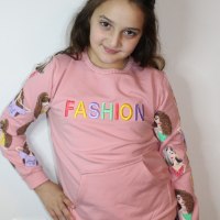 טוניקה בנות הדפס שרוול ורוד עתיק