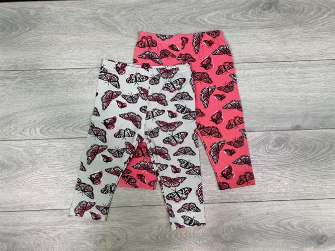 זוג מכנסי לייקרה פרפרים אדום ולבן
