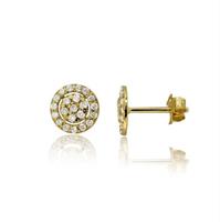 עגילי מעגלי יהלומים 0.36 קראט בזהב 14 קאראט