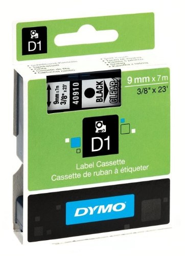 סרט סימון שחור על רקע שקוף Dymo S0720670 D1 40910 Tape 9mmx7m